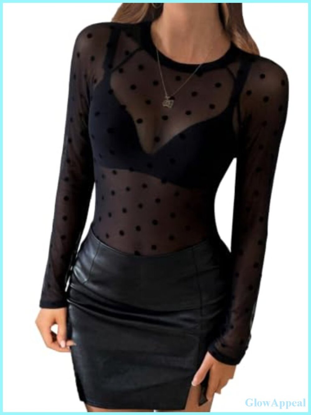 Floral Mesh Top Crew Neck Long Sleeve See Through Fitted Going Out Tee